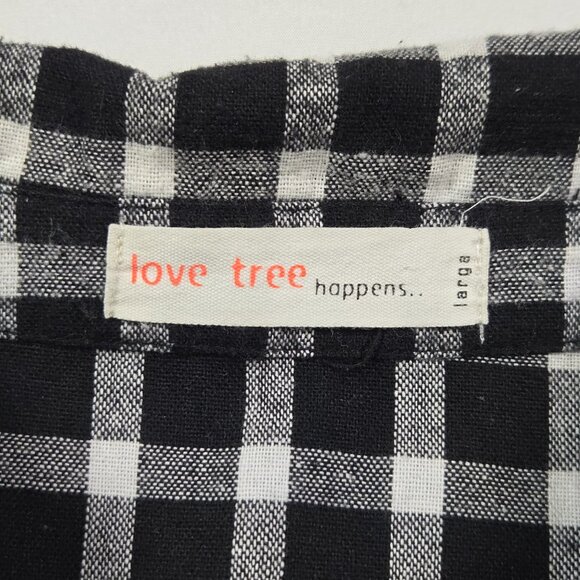 Love Tree Black White Check Button‎ Up Shirt L Long Sleeve Cotton Flannel - Picture 6 of 10